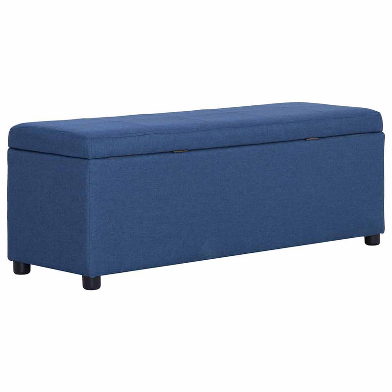 Bancă cu compartiment de depozitare albastru, 116 cm, poliester