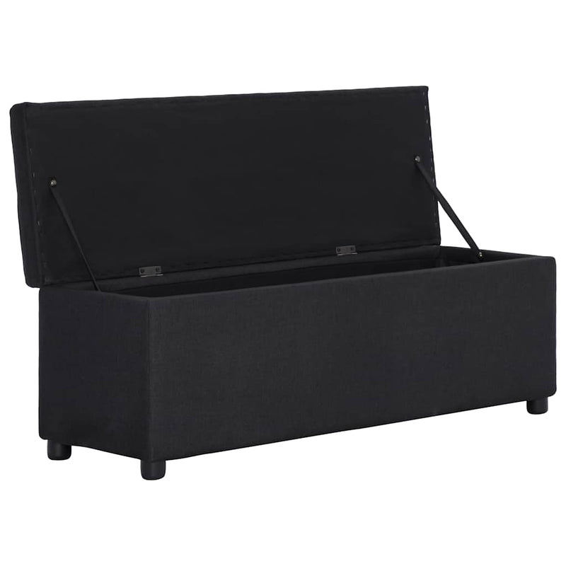 Bancă cu compartiment de depozitare, negru, 116 cm, poliester