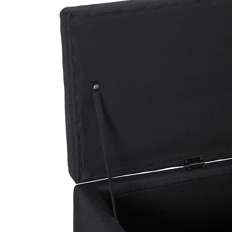 Bancă cu compartiment de depozitare, negru, 116 cm, poliester
