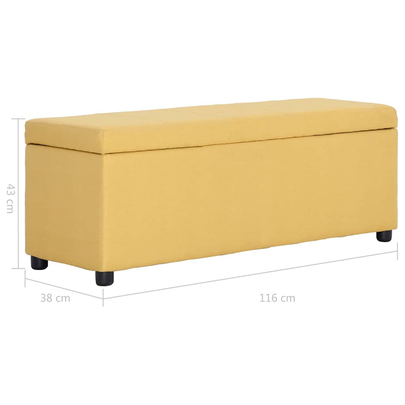 Bancă cu compartiment de depozitare, galben, 116 cm, poliester