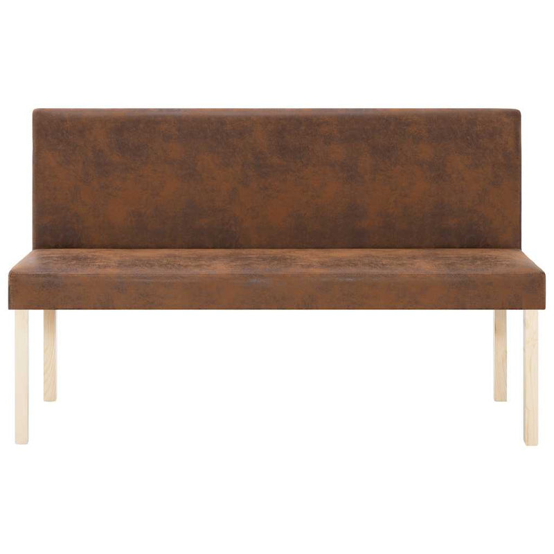 Bancă, maro, 139,5 cm, piele întoarsă ecologică