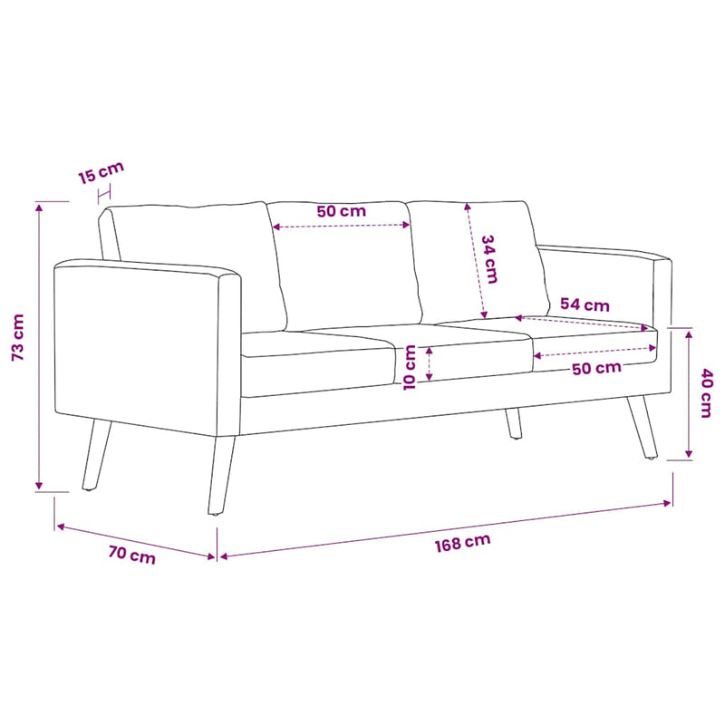 Canapea cu 3 locuri, albastru, material textil
