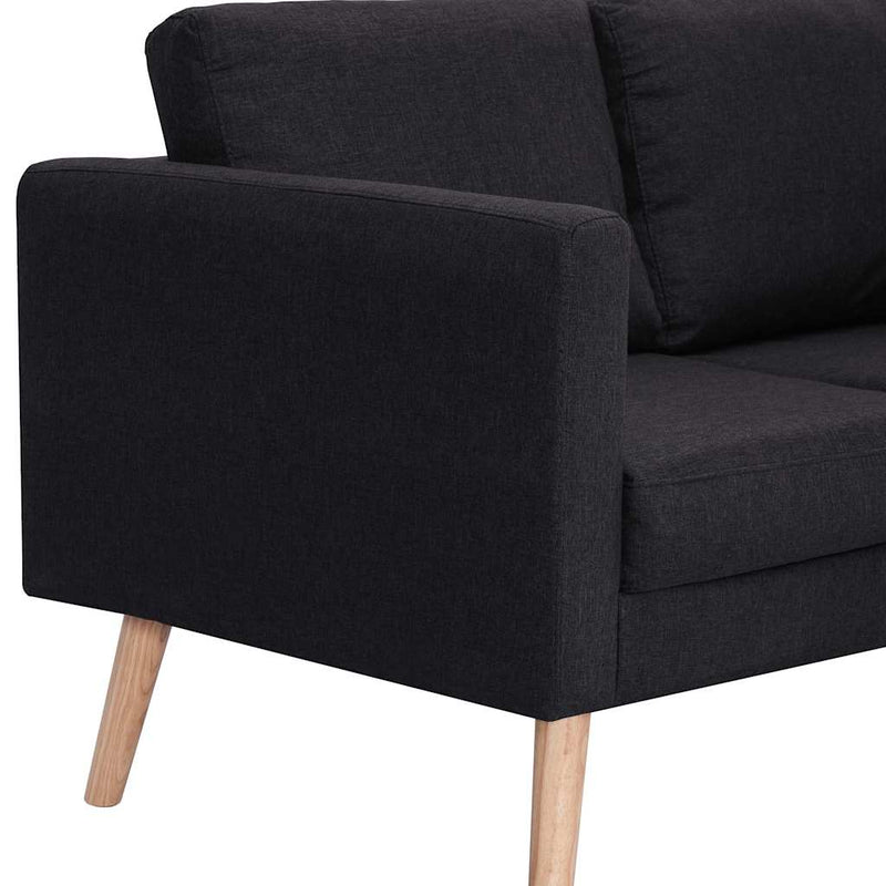 Canapea cu 3 locuri, negru, material textil
