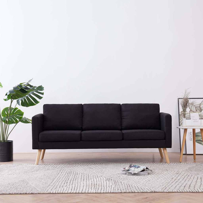 Canapea cu 3 locuri, negru, material textil