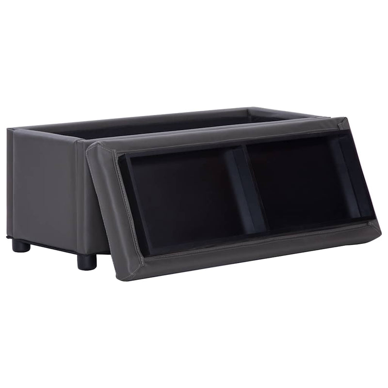 Taburet de depozitare, gri, 87,5 cm, piele artificială