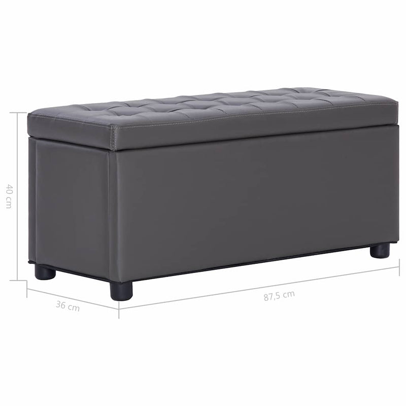 Taburet de depozitare, gri, 87,5 cm, piele artificială