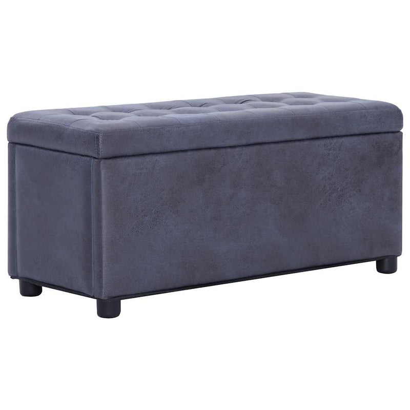 Taburet de depozitare, gri, 87,5 cm, piele întoarsă ecologică