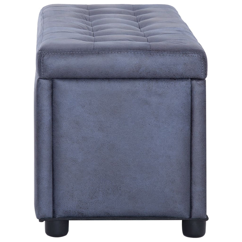 Taburet de depozitare, gri, 87,5 cm, piele întoarsă ecologică
