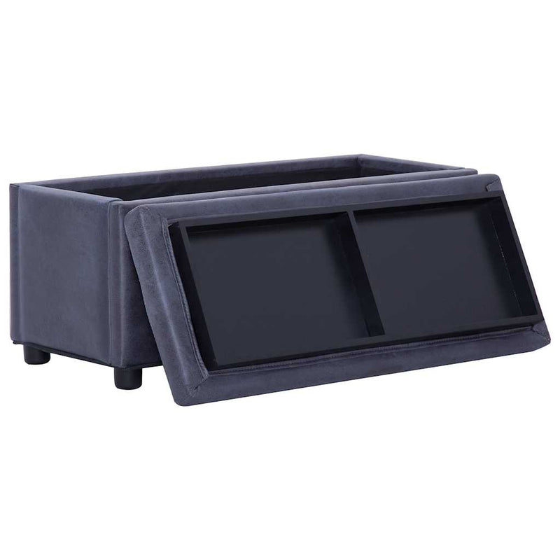 Taburet de depozitare, gri, 87,5 cm, piele întoarsă ecologică
