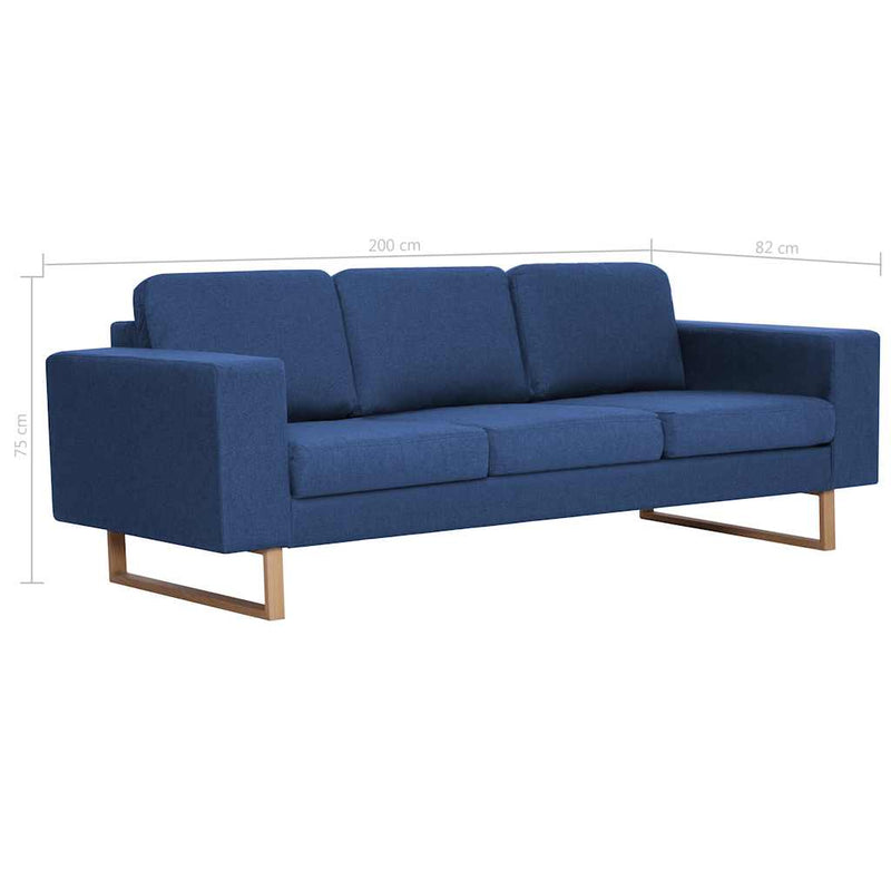 Canapea cu 3 locuri, albastru, material textil