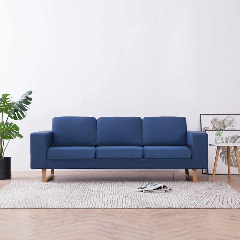 Canapea cu 3 locuri, albastru, material textil