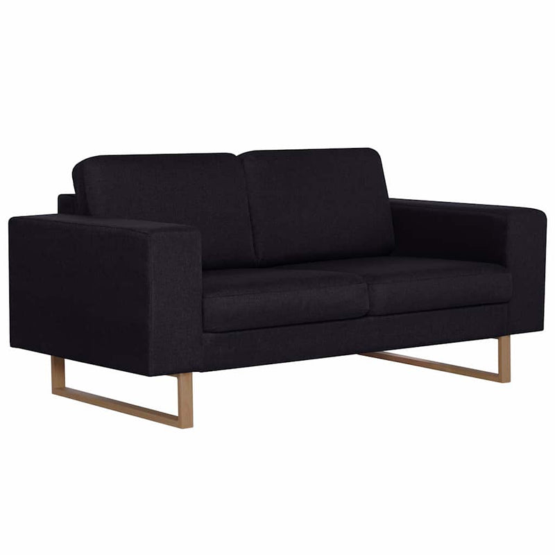 Canapea cu 2 locuri, negru, material textil