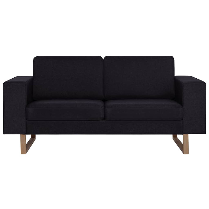 Canapea cu 2 locuri, negru, material textil