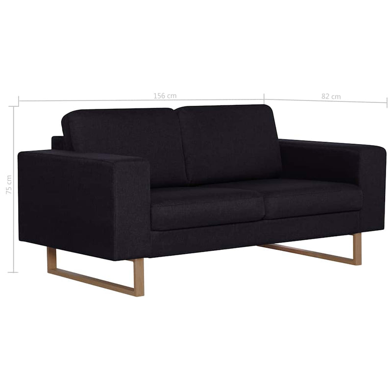 Canapea cu 2 locuri, negru, material textil