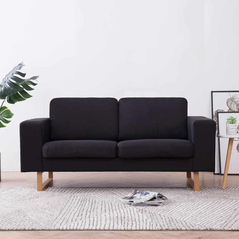 Canapea cu 2 locuri, negru, material textil