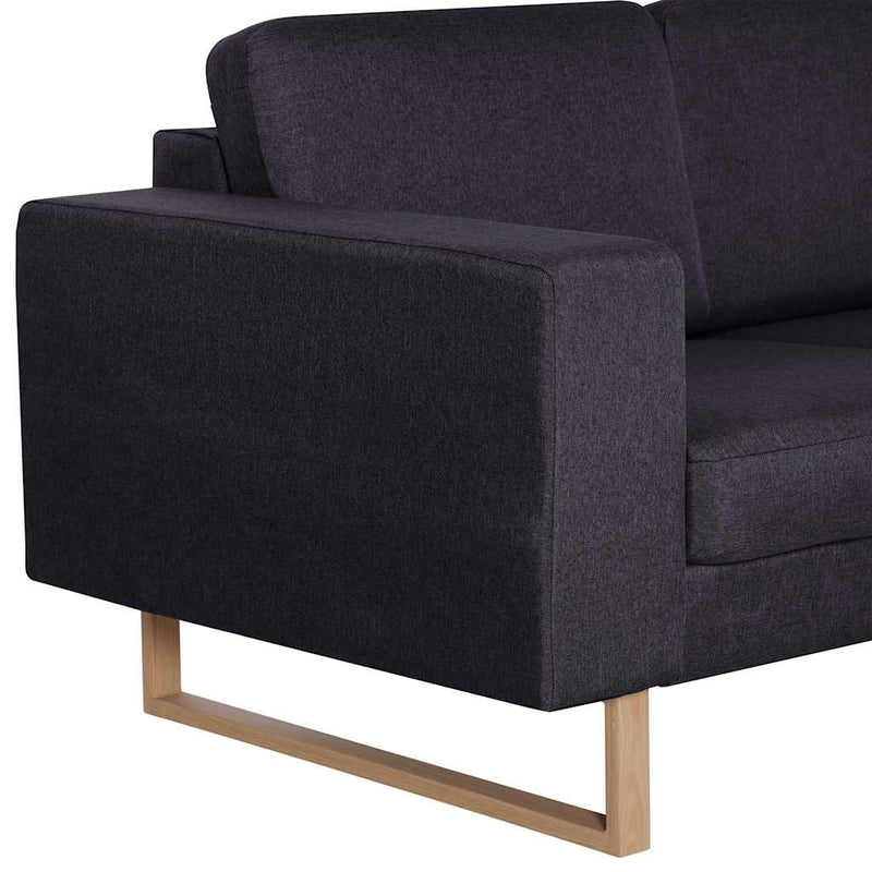 Canapea cu 3 locuri, negru, material textil