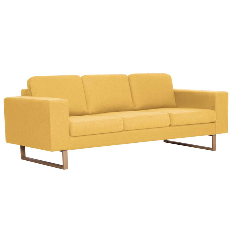 Canapea cu 3 locuri, galben, material textil