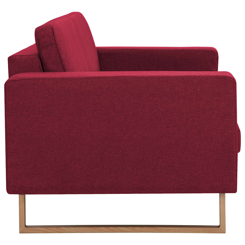 Canapea cu 2 locuri, roșu vin, material textil