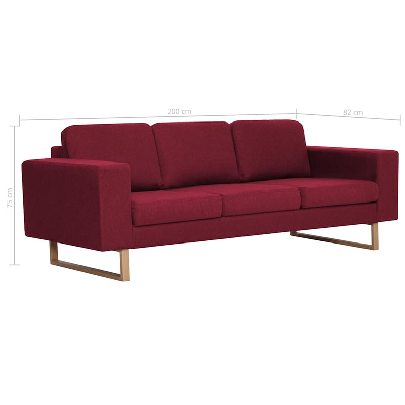 Canapea cu 3 locuri, bordo, material textil