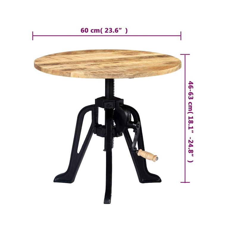 Masă laterală, 60 x (46-63) cm, lemn masiv de mango și fontă