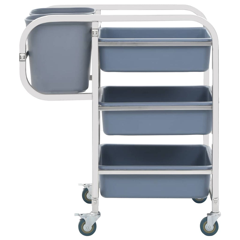 Cărucior de bucătărie cu recipiente din plastic, 82x43,5x93 cm