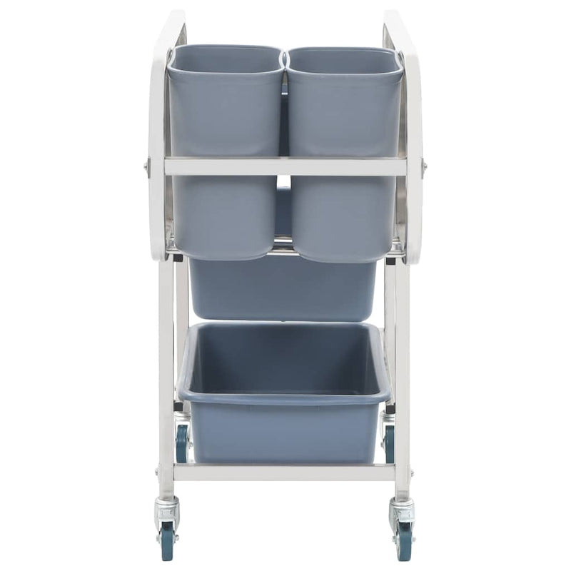 Cărucior de bucătărie cu recipiente din plastic, 82x43,5x93 cm