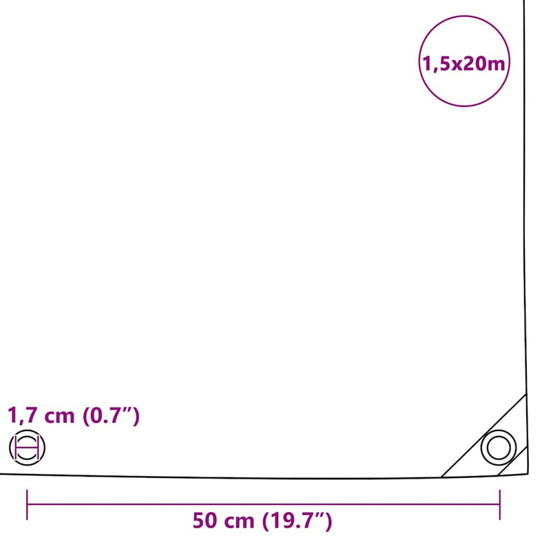 Prelate Verde 1,5 x 20 m Pânză cu acoperire PVC
