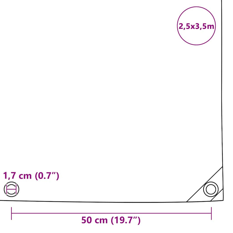 Prelate Verde 2,5 x 3,5 m Pânză cu acoperire PVC