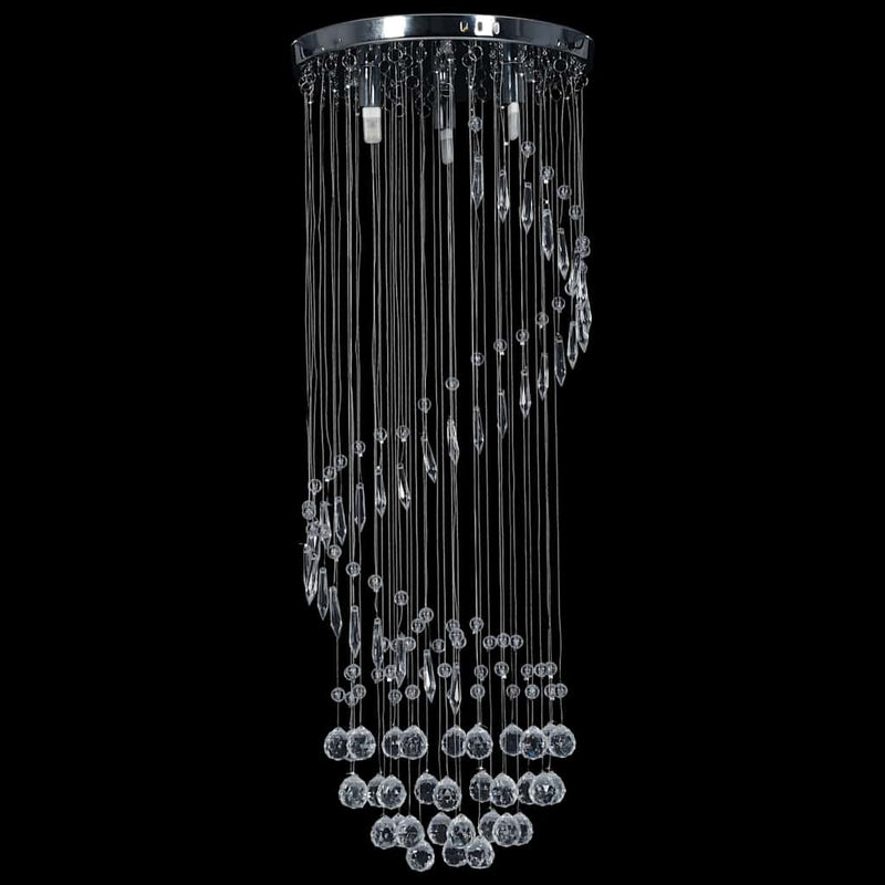 Lustră cu mărgele de cristal, argintiu, spirală, G9