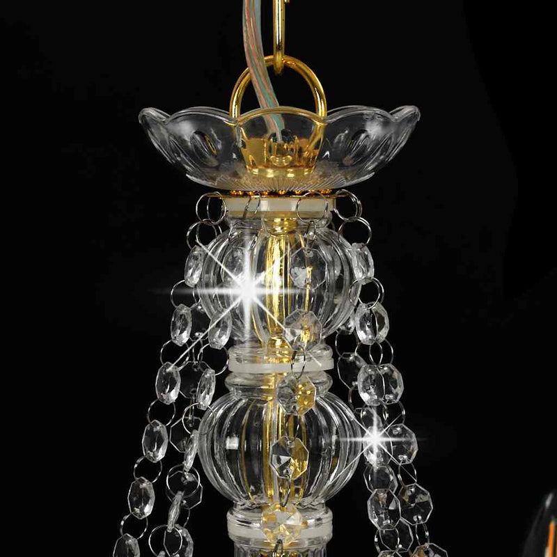 Candelabru cu mărgele, auriu, 8 becuri E14