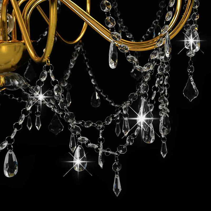 Candelabru cu mărgele, auriu, 8 becuri E14