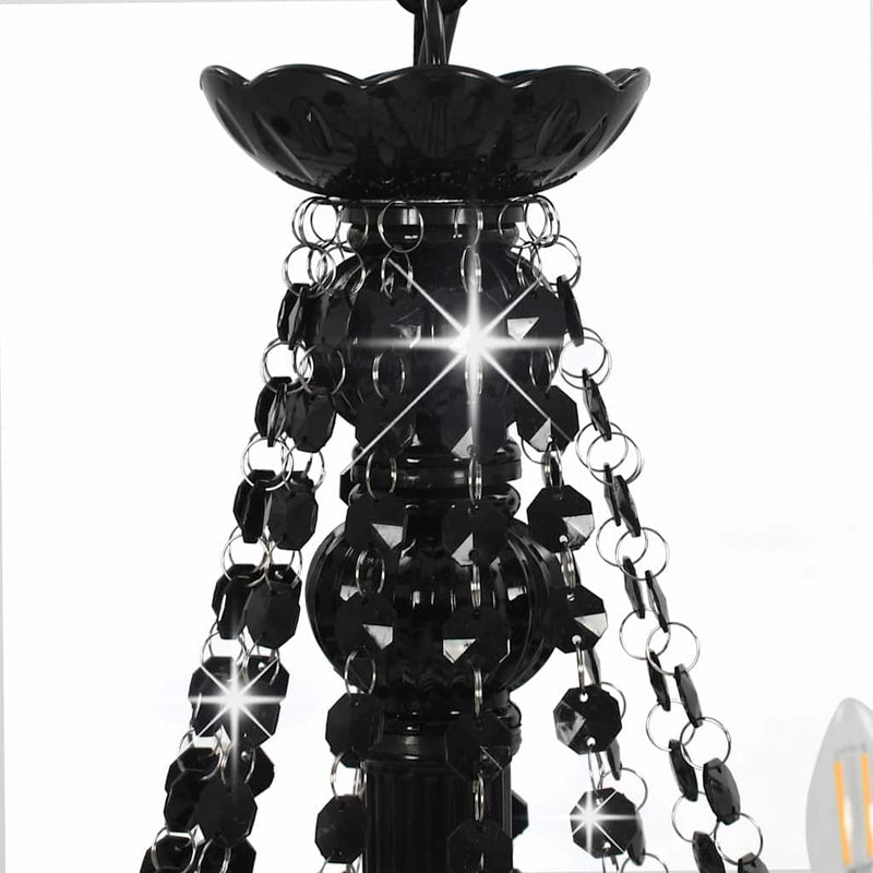 Candelabru cu mărgele, negru, 12 becuri x E14