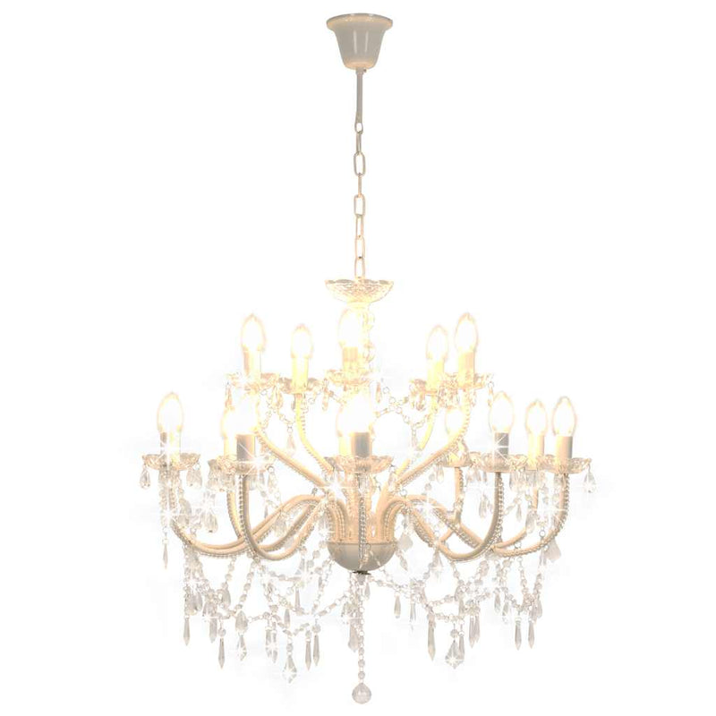 Candelabru cu 2 rânduri, alb, becuri 15 x E14