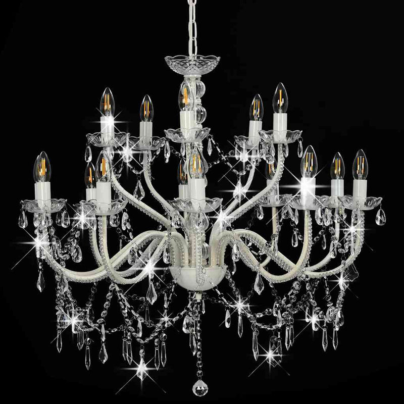 Candelabru cu 2 rânduri, alb, becuri 15 x E14