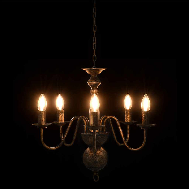 Candelabru antichizat, negru, 5 becuri E14