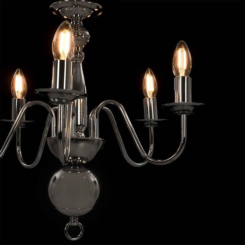 Candelabru, argintiu, 5 becuri E14