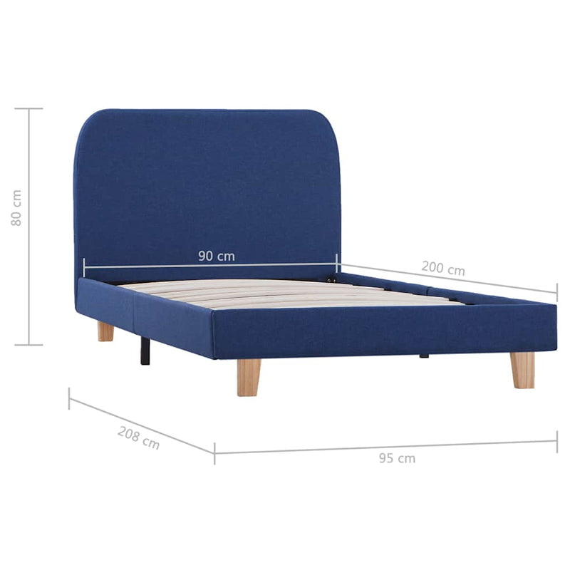 Cadru de pat, albastru, 90 x 200 cm, material textil