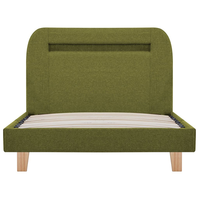 Cadru de pat cu LED-uri, verde, 90 x 200 cm, material textil