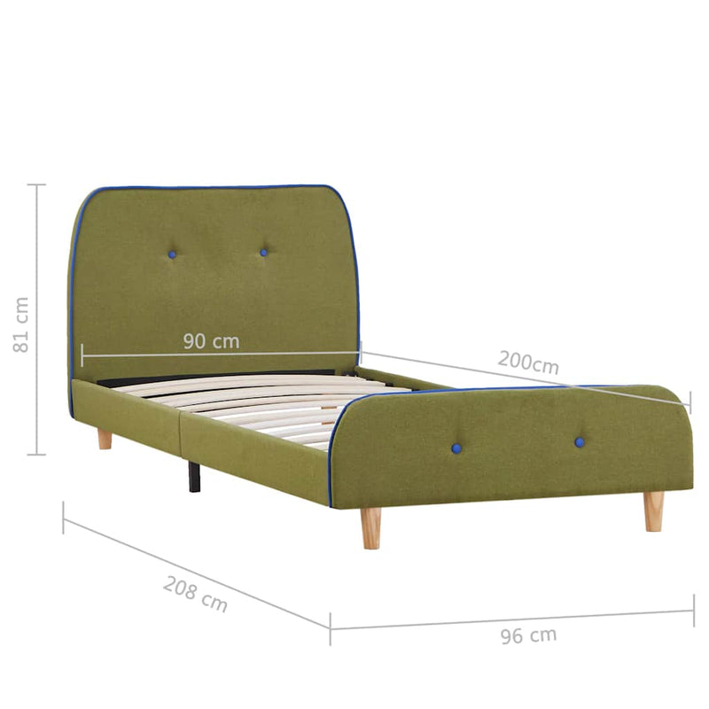 Cadru de pat, verde, 90 x 200 cm, material textil