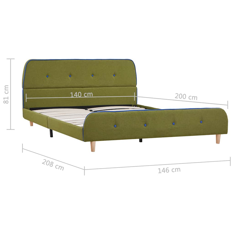 Cadru de pat, verde, 140 x 200 cm, material textil