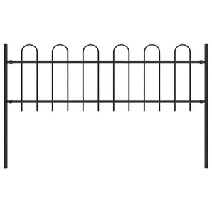 Gard de grădină BOXTEL cu vârf circular din oțel, 170 x 60 cm, negru