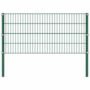 Panou de gard cu stâlpi din fier, verde, 176,5x80 cm