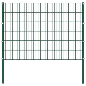 Panou de gard cu stâlpi din fier, verde, 176,5x120 cm