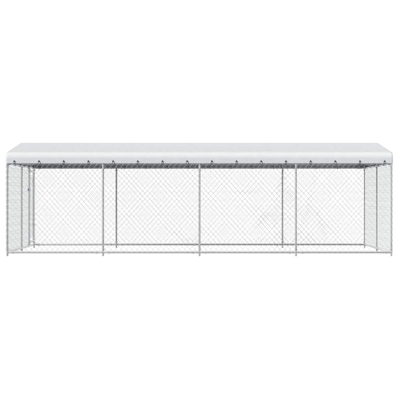 Padoc pentru câini de exterior, cu acoperiș, 7,6 x 3,8 x 2,3 m