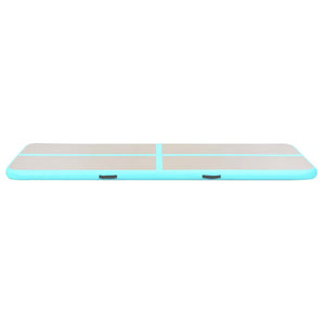 Saltea gimnastică gonflabilă cu pompă verde 400x100x10cm PVC