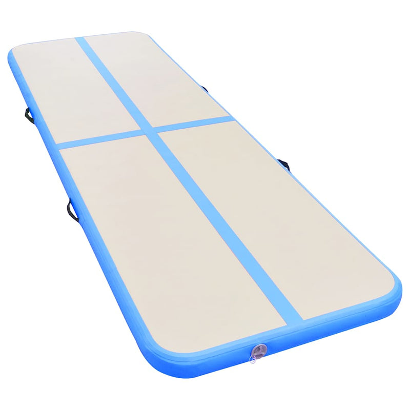 Saltea gimnastică gonflabilă cu pompă albastru 600x100x10cm PVC