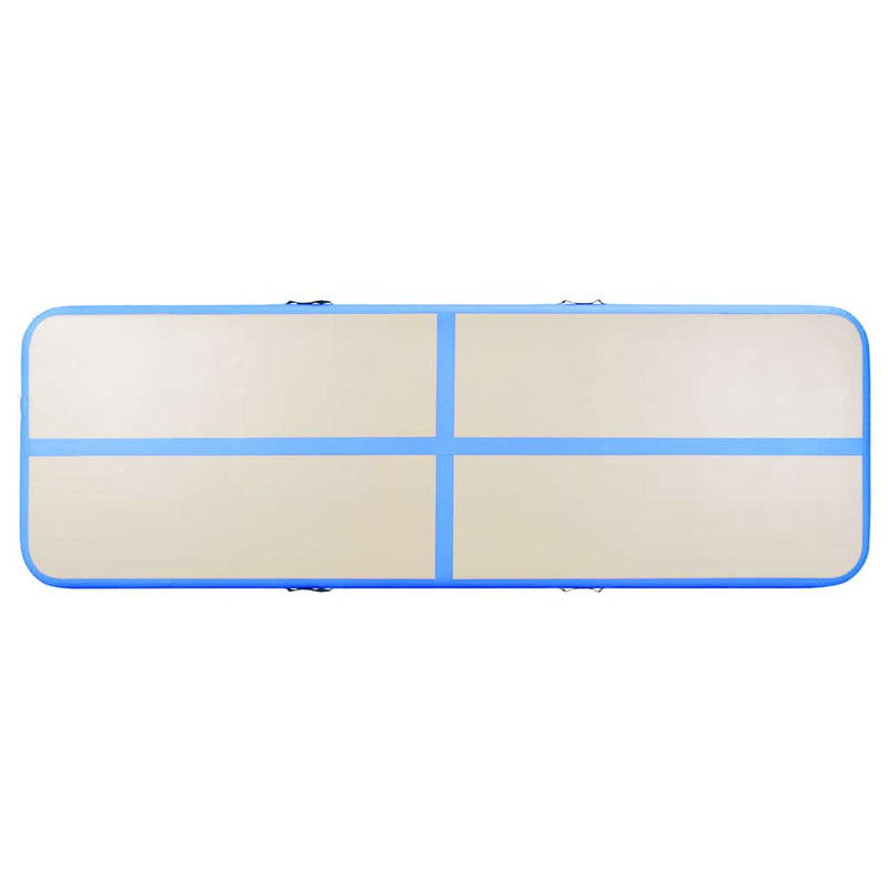 Saltea gimnastică gonflabilă cu pompă albastru 800x100x10cm PVC