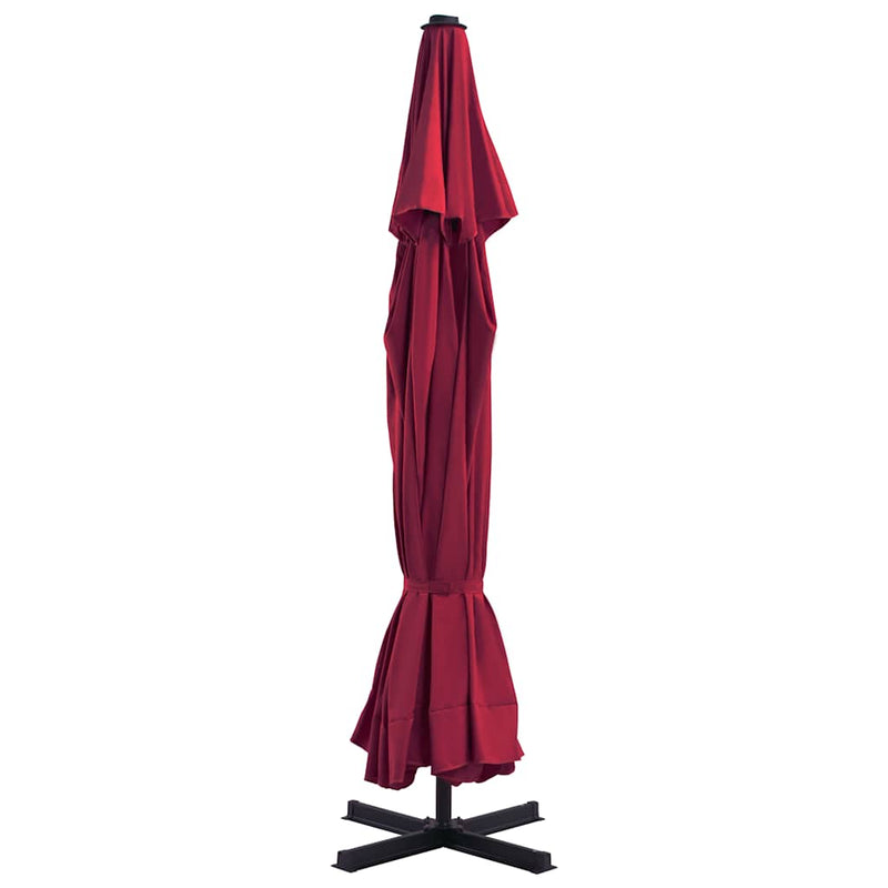Umbrelă de soare de grădină, bază portabilă, roșu