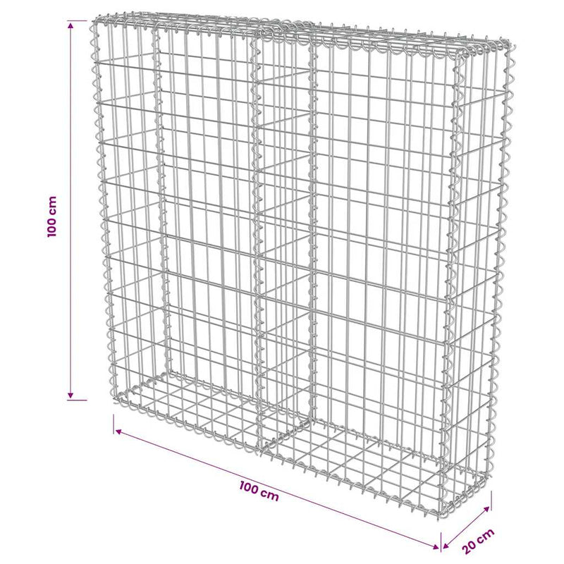 Perete gabion cu capace, oțel galvanizat, 100 x 20 x 100 cm