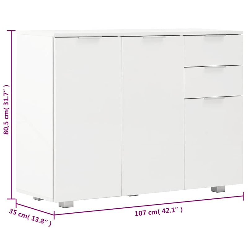 Dulap, alb extralucios, 107x35x80,5 cm